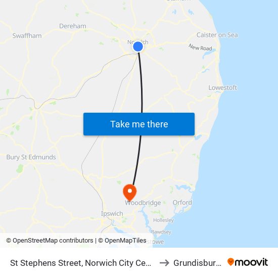 St Stephens Street, Norwich City Centre to Grundisburgh map
