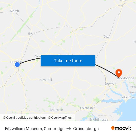 Fitzwilliam Museum, Cambridge to Grundisburgh map