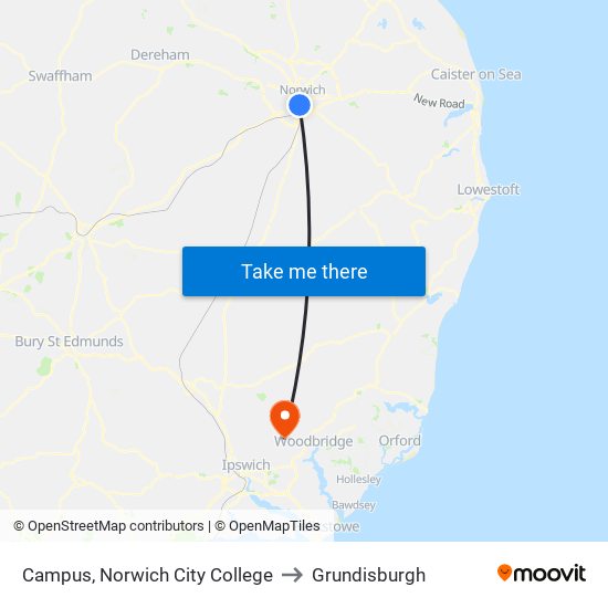 Campus, Norwich City College to Grundisburgh map