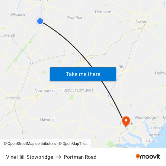 Vine Hill, Stowbridge to Portman Road map