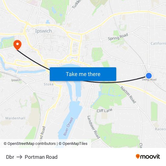 Dbr to Portman Road map