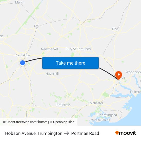 Hobson Avenue, Trumpington to Portman Road map