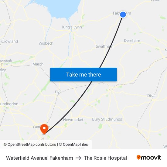 Waterfield Avenue, Fakenham to The Rosie Hospital map