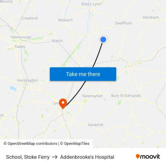 School, Stoke Ferry to Addenbrooke's Hospital map