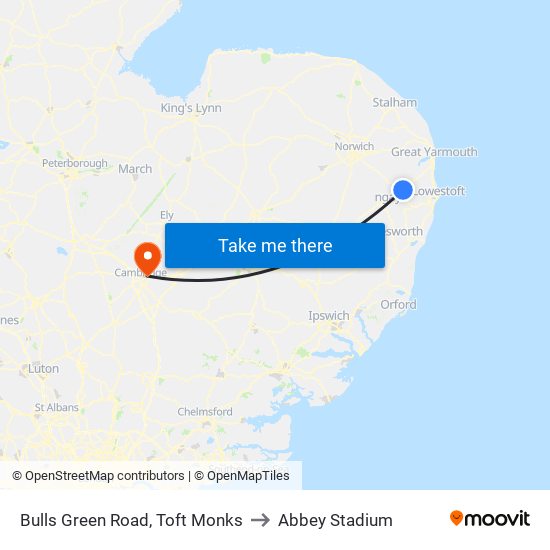 Bulls Green Road, Toft Monks to Abbey Stadium map