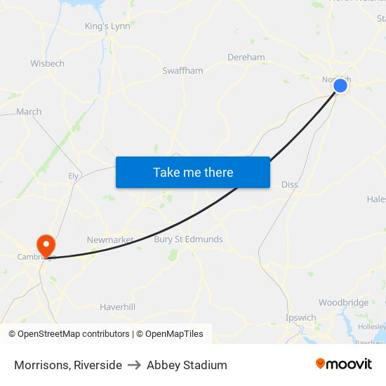 Morrisons, Riverside to Abbey Stadium map