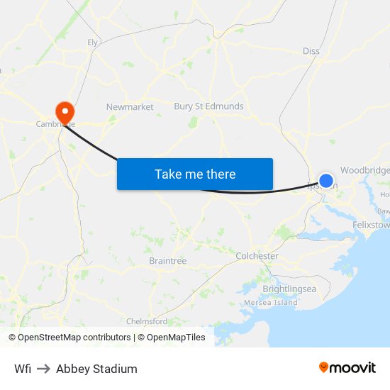 Wfi to Abbey Stadium map