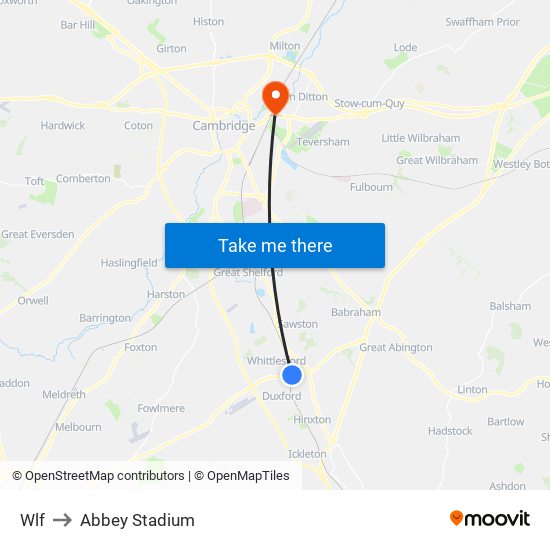 Wlf to Abbey Stadium map