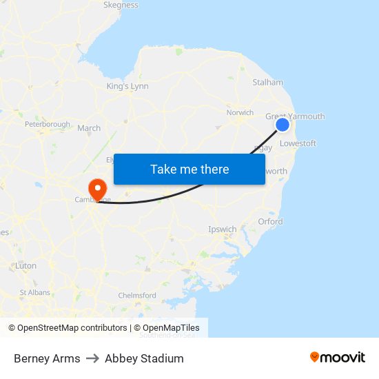 Berney Arms to Abbey Stadium map