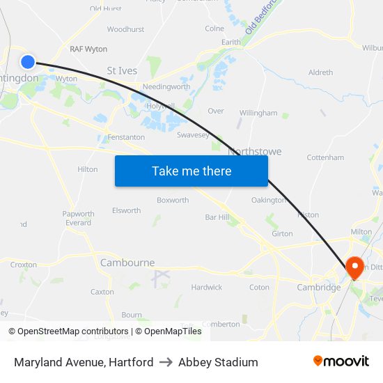 Maryland Avenue, Hartford to Abbey Stadium map