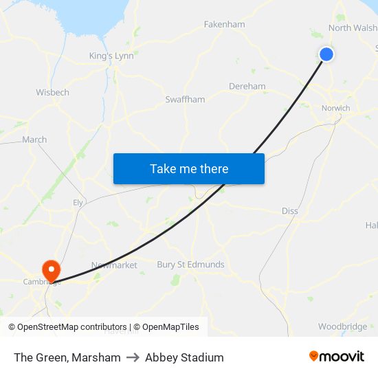 The Green, Marsham to Abbey Stadium map