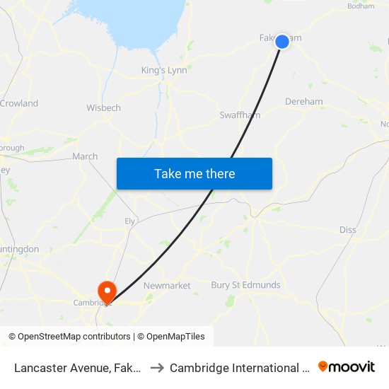 Lancaster Avenue, Fakenham to Cambridge International Airport map