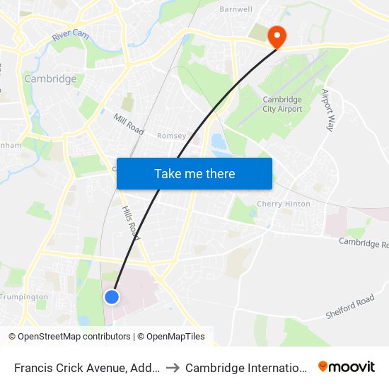 Francis Crick Avenue, Addenbrookes to Cambridge International Airport map