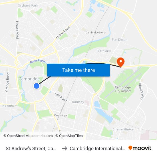 St Andrew's Street, Cambridge to Cambridge International Airport map