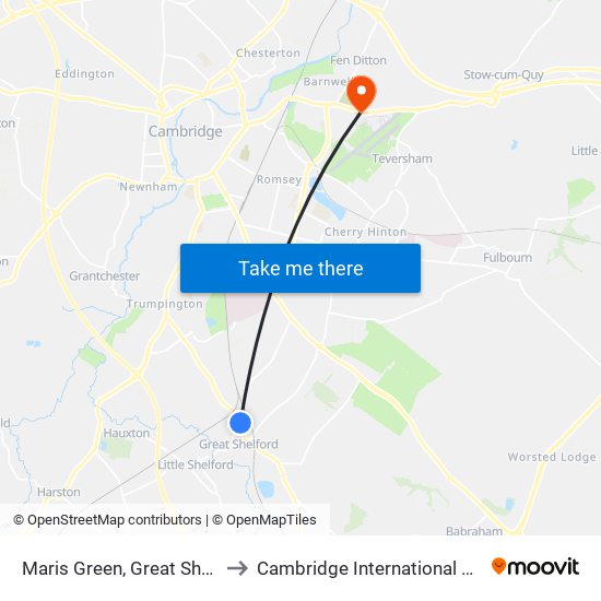 Maris Green, Great Shelford to Cambridge International Airport map