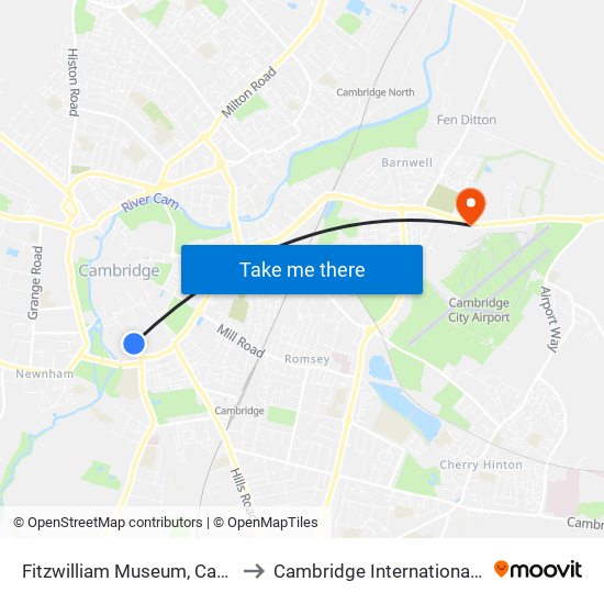 Fitzwilliam Museum, Cambridge to Cambridge International Airport map