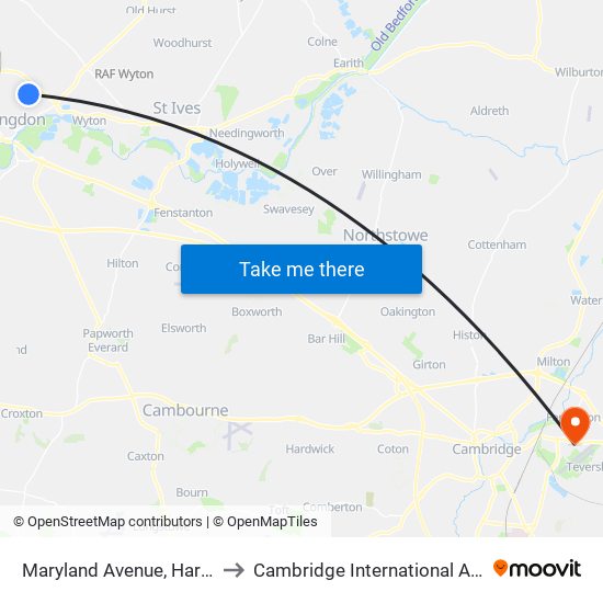 Maryland Avenue, Hartford to Cambridge International Airport map