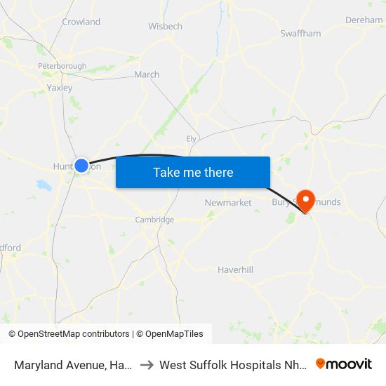 Maryland Avenue, Hartford to West Suffolk Hospitals Nhs Trust map