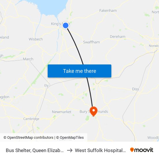 Bus Shelter, Queen Elizabeth Hospital to West Suffolk Hospitals Nhs Trust map