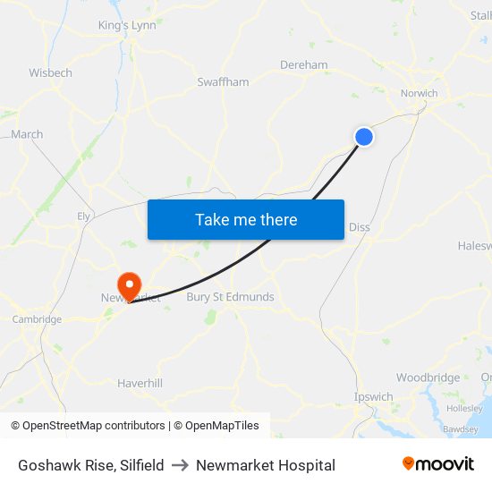 Goshawk Rise, Silfield to Newmarket Hospital map