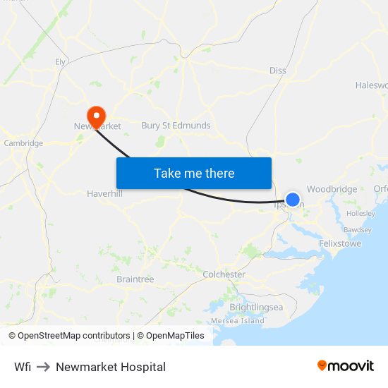 Wfi to Newmarket Hospital map