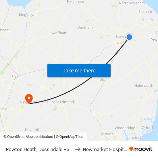 Rowton Heath, Dussindale Park to Newmarket Hospital map