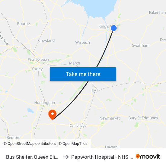 Bus Shelter, Queen Elizabeth Hospital to Papworth Hospital - NHS Foundation Trust map