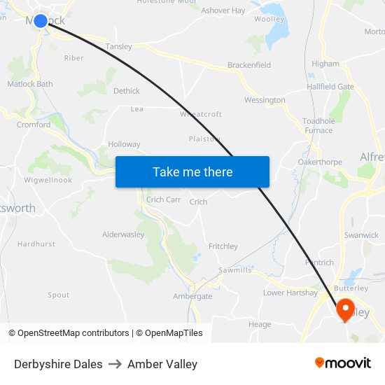 Derbyshire Dales to Amber Valley map