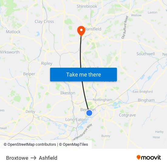 Broxtowe to Ashfield map