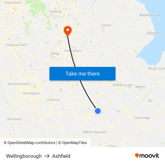 Wellingborough to Wellingborough map