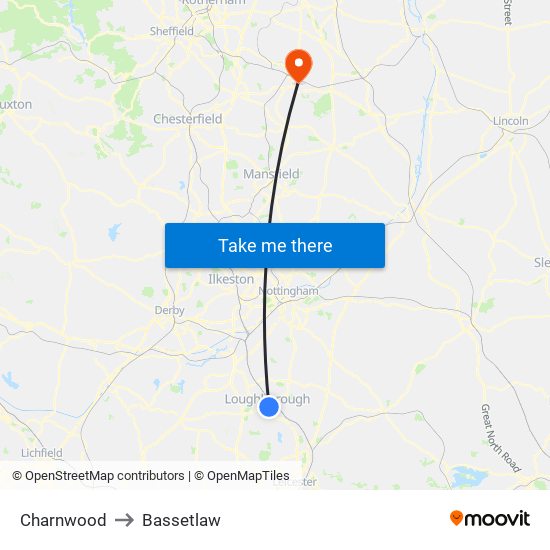 Charnwood to Bassetlaw map