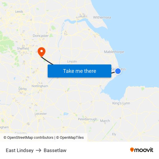 East Lindsey to Bassetlaw map