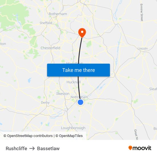 Rushcliffe to Bassetlaw map