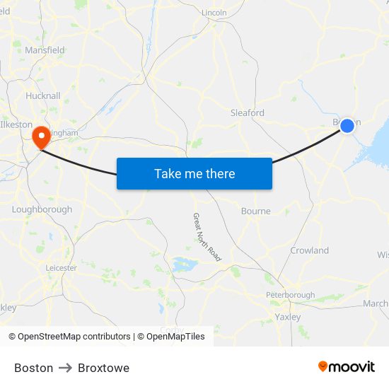 Boston to Broxtowe map