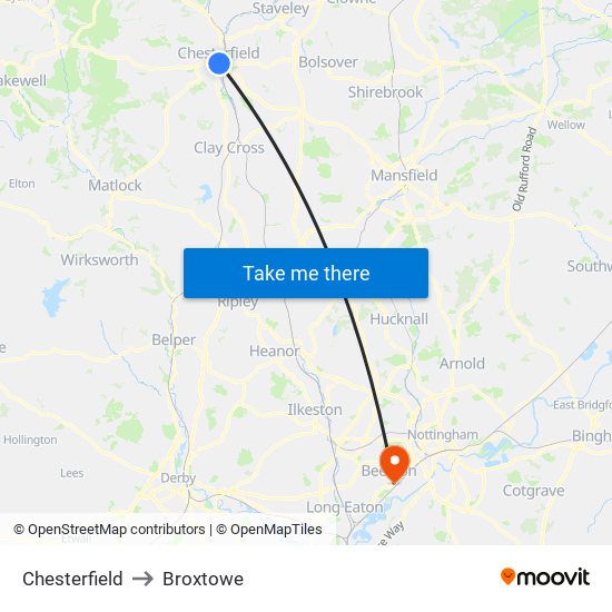 Chesterfield to Broxtowe map