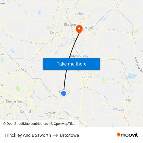 Hinckley And Bosworth to Broxtowe map