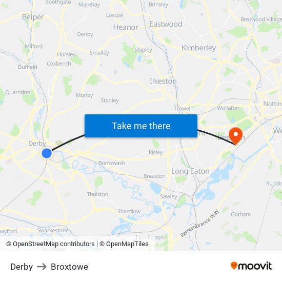Derby to Broxtowe map