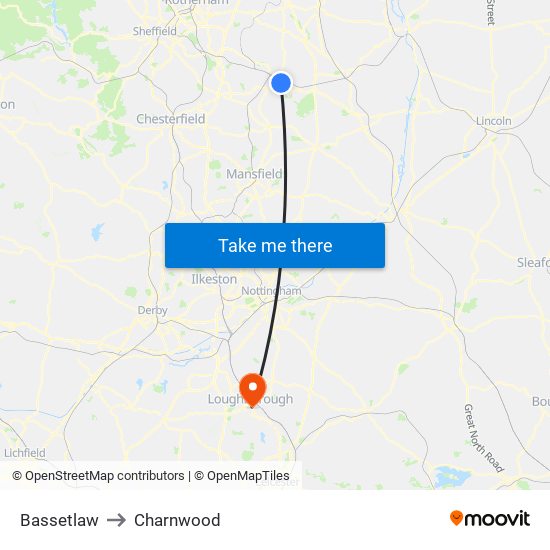 Bassetlaw to Charnwood map