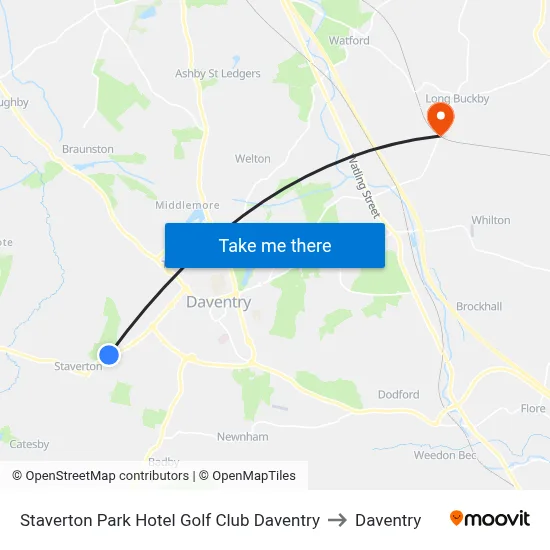 Staverton Park Hotel Golf Club Daventry to Daventry map