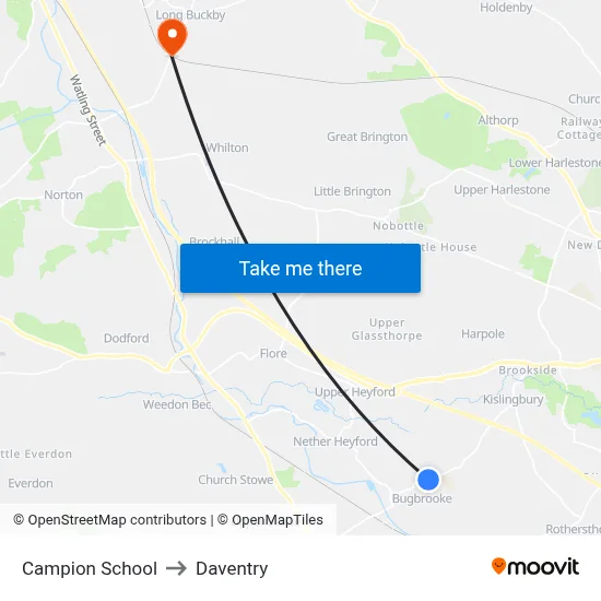 Campion School to Daventry map