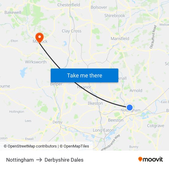 Nottingham to Nottingham map
