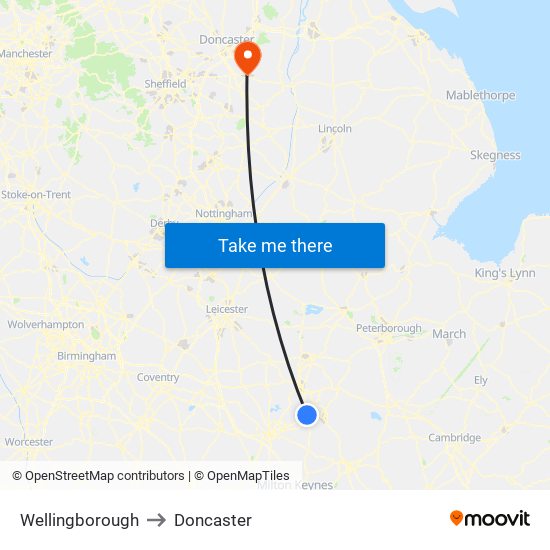 Wellingborough to Wellingborough map