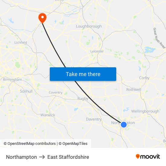 Northampton to Northampton map