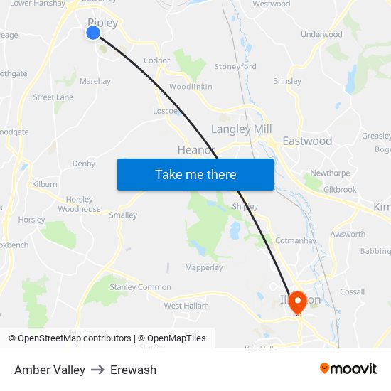 Amber Valley to Erewash map