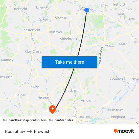 Bassetlaw to Erewash map