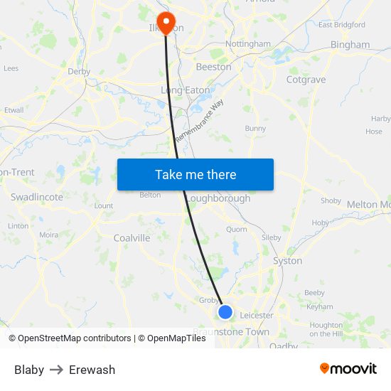 Blaby to Erewash map