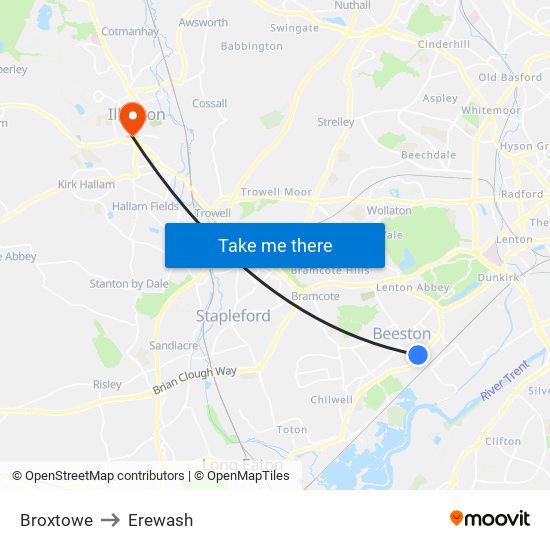 Broxtowe to Erewash map