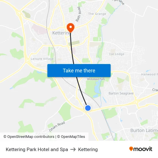 Kettering Park Hotel and Spa to Kettering map
