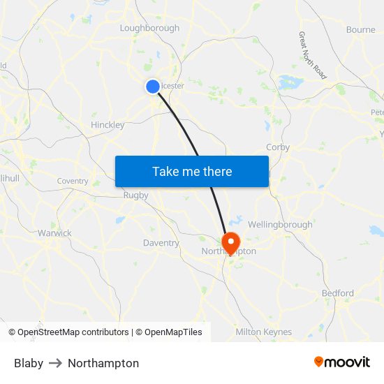 Blaby to Blaby map