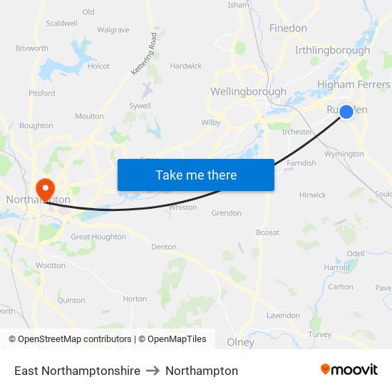 East Northamptonshire to East Northamptonshire map